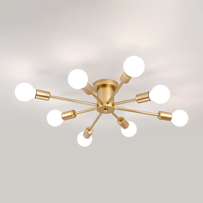 Modernism 6/8-Light Golden Flush Mount Lighting Metallic Ceiling Light for Bedroom