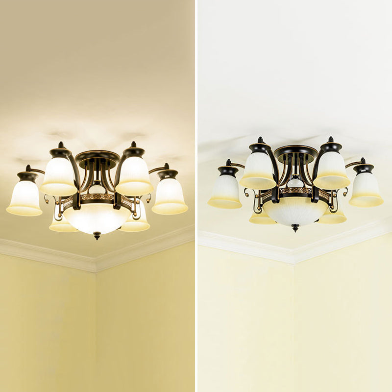 Modern Style Cup Shape Flush Mount Glass Ceiling Light for Living Room