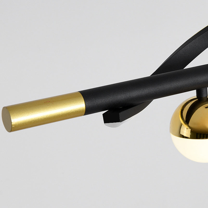 Modern Style Linear Shape Island Lights Glass 3/4 Lights Pendant Light in Black