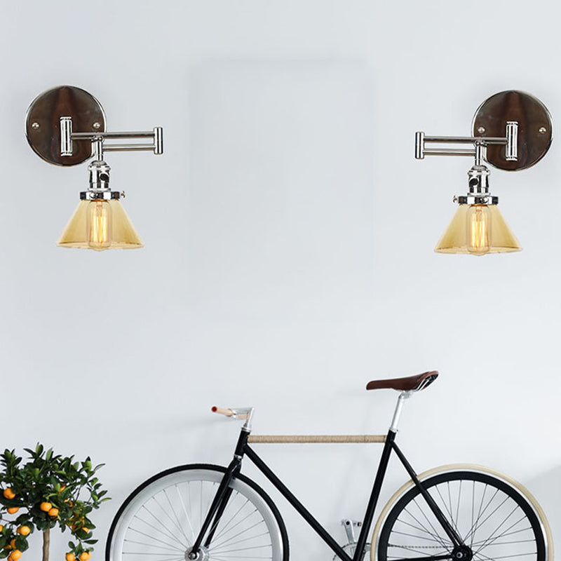 Adjustable Industrial Sconce Light Glass 1-Light Sconce Light Fixture