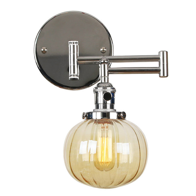 Adjustable Industrial Sconce Light Glass 1-Light Sconce Light Fixture