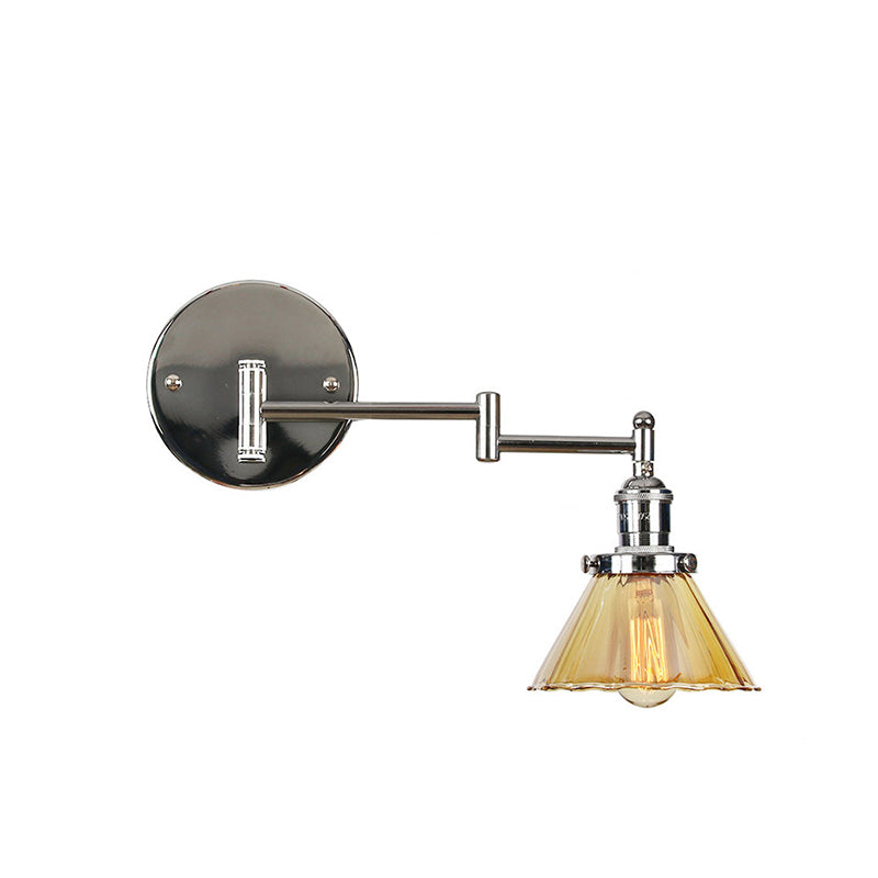 Adjustable Industrial Sconce Light Glass 1-Light Sconce Light Fixture