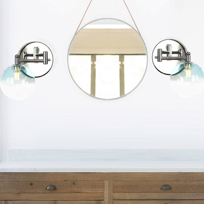 Adjustable Industrial Globe Sconce Glass 1-Light Sconce Light