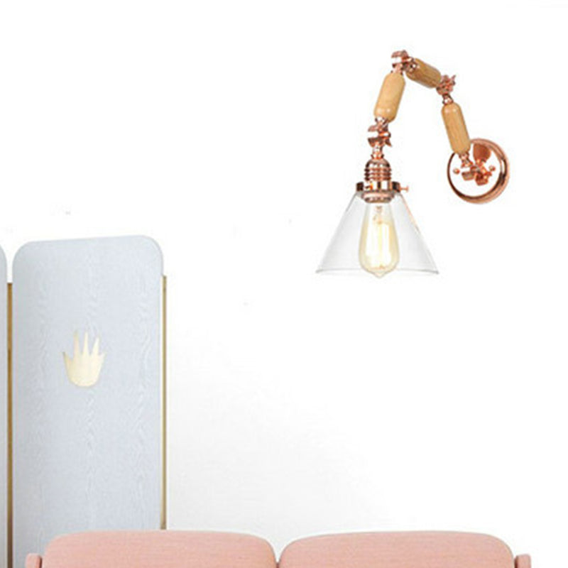 Adjustable Industrial Wall Light Glass 1-Light Wall Light Fixture