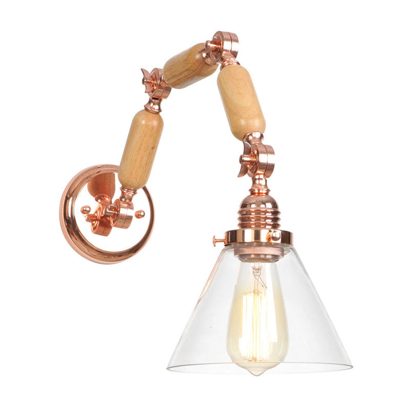 Adjustable Industrial Wall Light Glass 1-Light Wall Light Fixture