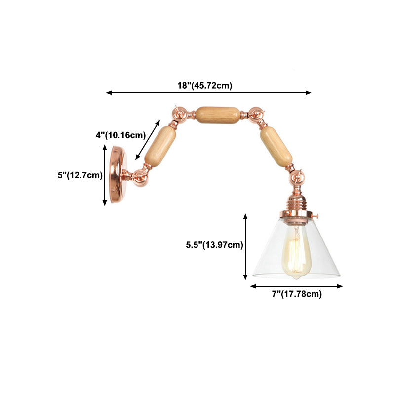 Adjustable Industrial Wall Light Glass 1-Light Wall Light Fixture