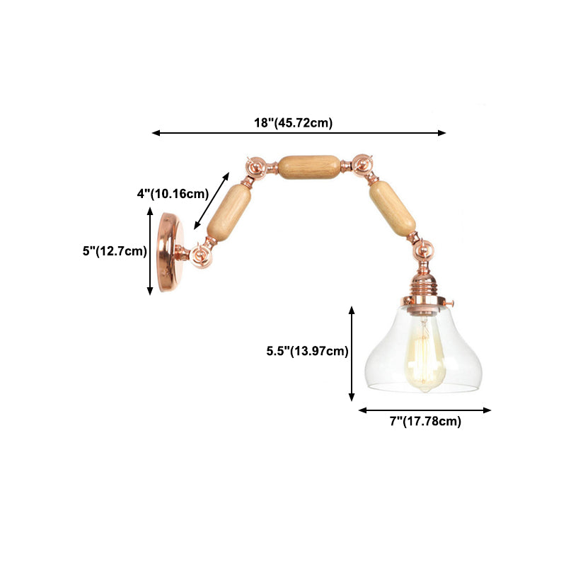 Adjustable Industrial Wall Light Glass 1-Light Wall Light Fixture