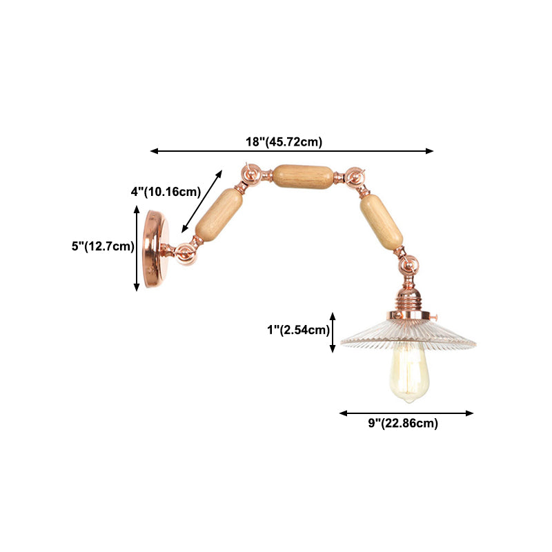Adjustable Industrial Wall Light Glass 1-Light Wall Light Fixture