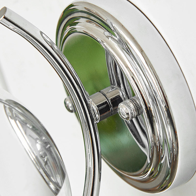 1-Light Modern Wall Lamp Silver Wall Mount Lamp with Glass Shade for Bedroom