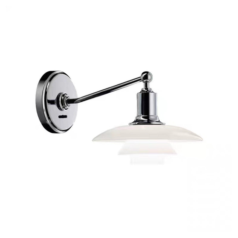 Modern Metal Wall Lamp 1-Light Wall Mount Lamp with Glass Shade for Bedroom