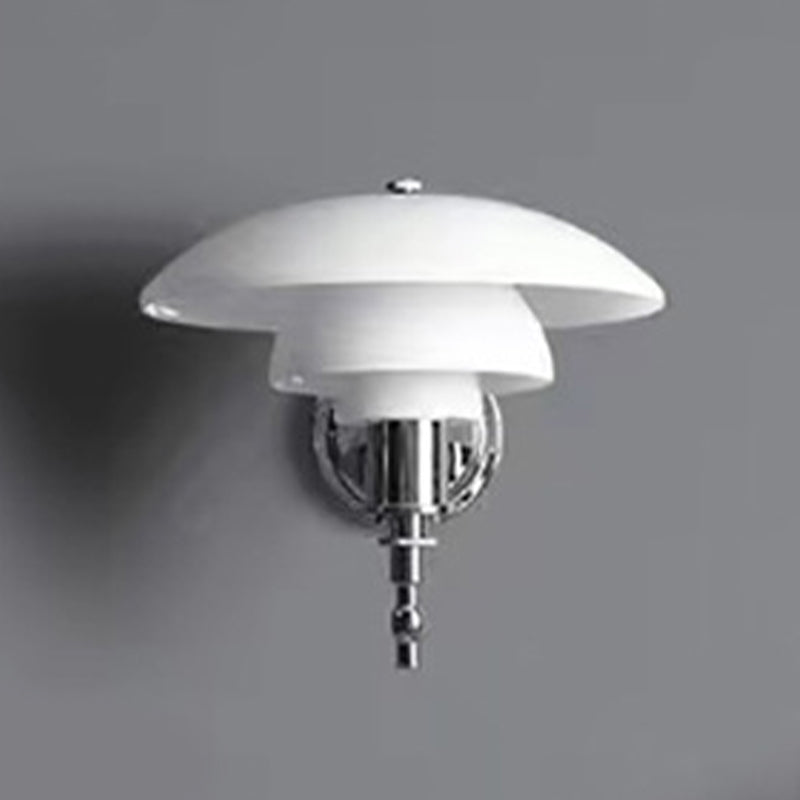 Modern Metal Wall Lamp 1-Light Wall Mount Lamp with Glass Shade for Bedroom