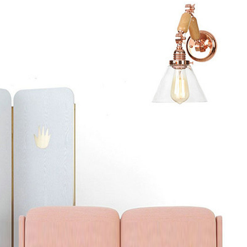 Adjustable Industrial Wall Light Fixture Glass 1-Light Wall Light