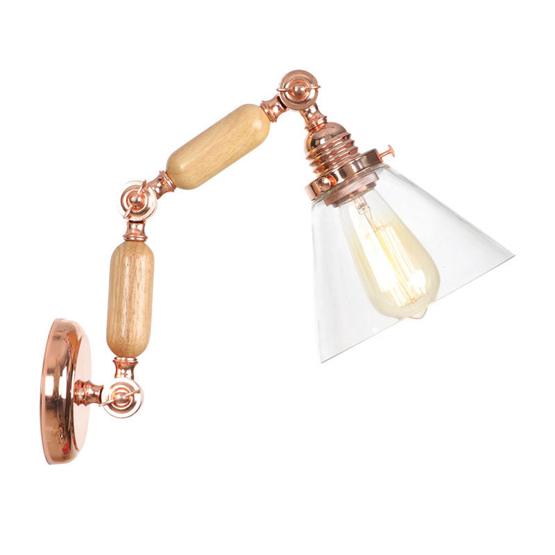 Adjustable Industrial Wall Light Fixture Glass 1-Light Wall Light