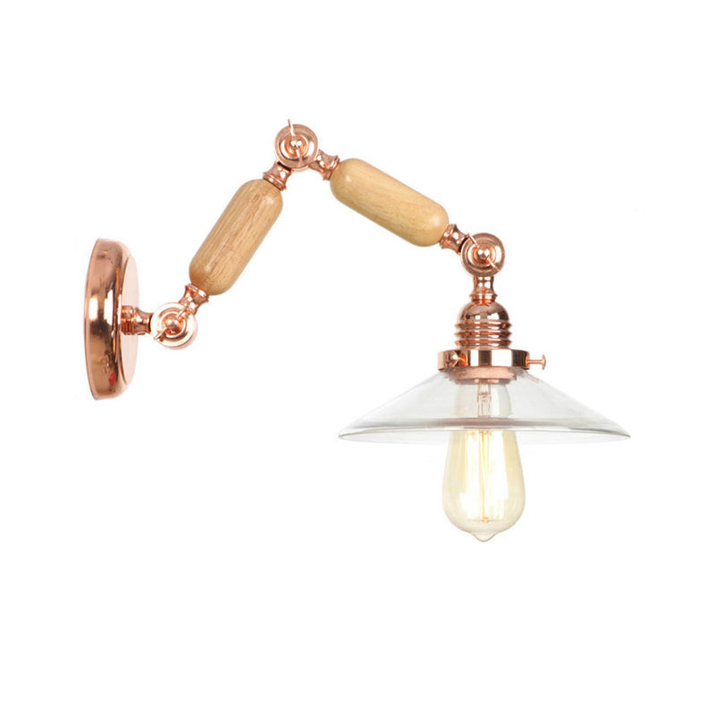Adjustable Industrial Wall Light Fixture Glass 1-Light Wall Light
