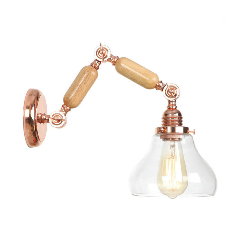 Adjustable Industrial Wall Light Fixture Glass 1-Light Wall Light