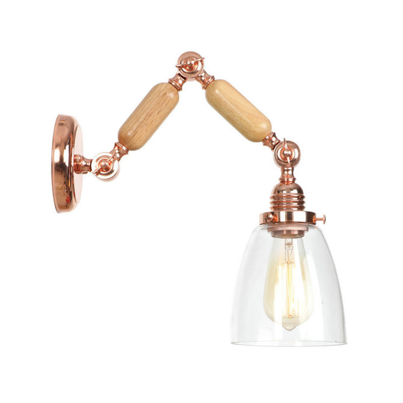 Adjustable Industrial Wall Light Fixture Glass 1-Light Wall Light