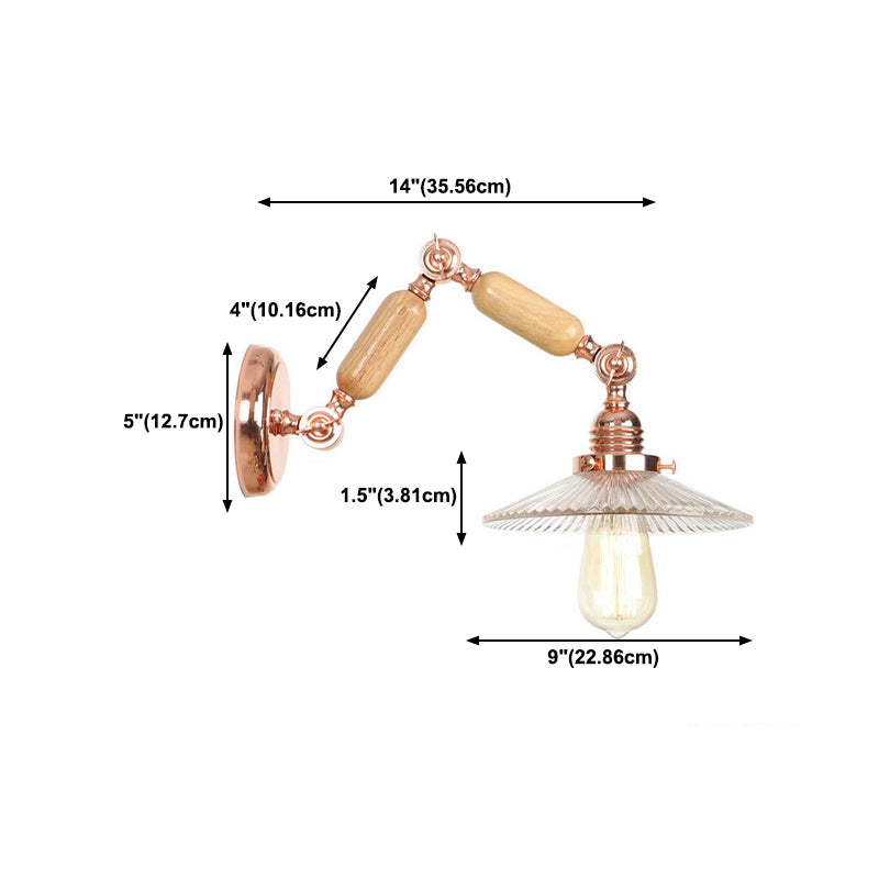 Adjustable Industrial Wall Light Fixture Glass 1-Light Wall Light