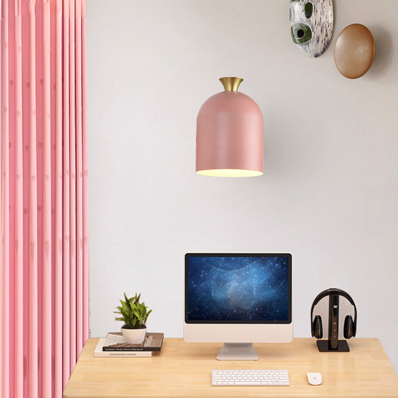 Macaron Style Wall Lamp 1-Light Wall Mount Lamp with Metal Shade for Bedroom