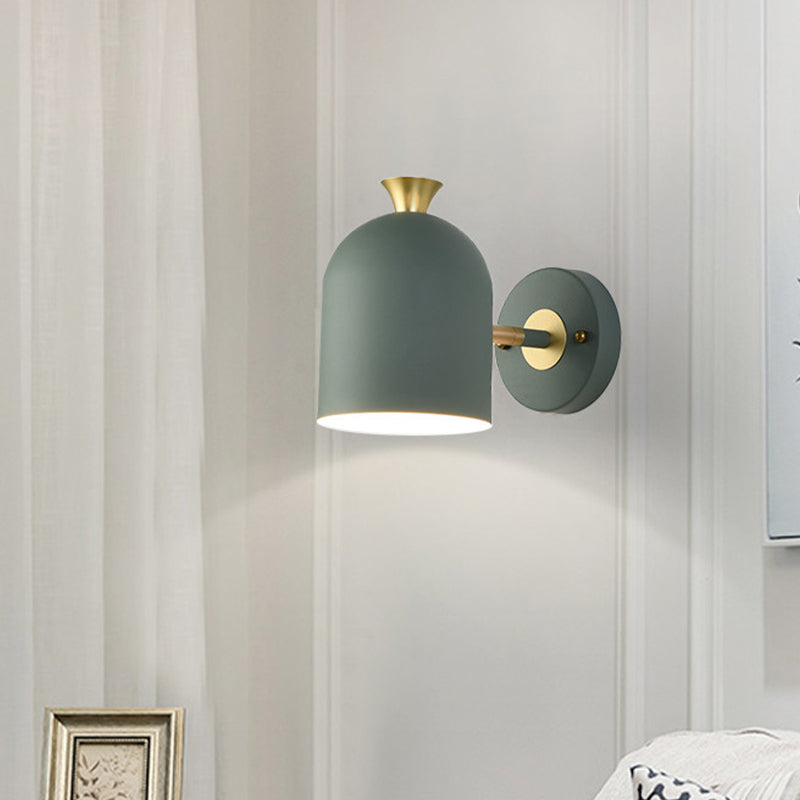 Macaron Style Wall Lamp 1-Light Wall Mount Lamp with Metal Shade for Bedroom