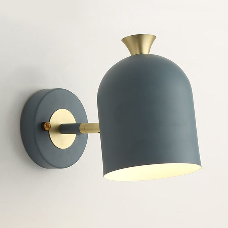 Macaron Style Wall Lamp 1-Light Wall Mount Lamp with Metal Shade for Bedroom