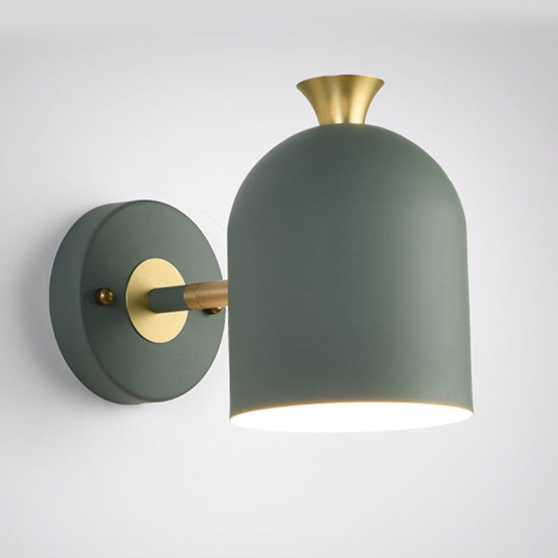 Macaron Style Wall Lamp 1-Light Wall Mount Lamp with Metal Shade for Bedroom