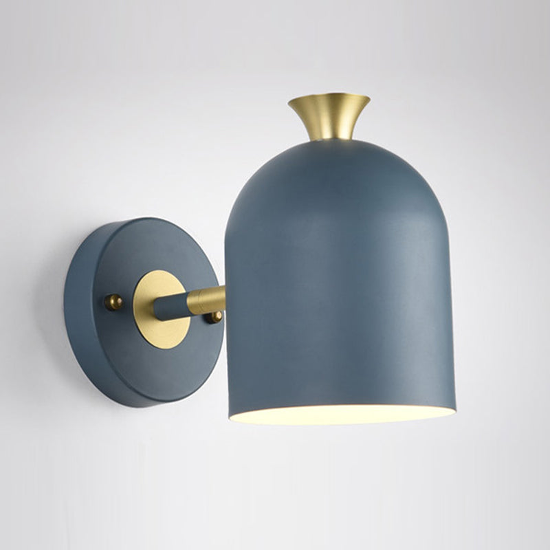Macaron Style Wall Lamp 1-Light Wall Mount Lamp with Metal Shade for Bedroom