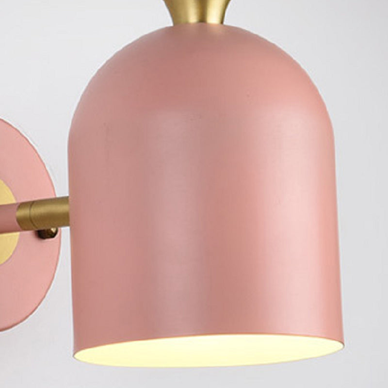 Macaron Style Wall Lamp 1-Light Wall Mount Lamp with Metal Shade for Bedroom