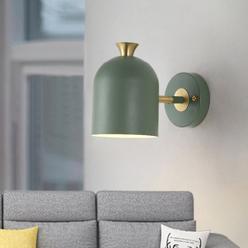 Macaron Style Wall Lamp 1-Light Wall Mount Lamp with Metal Shade for Bedroom