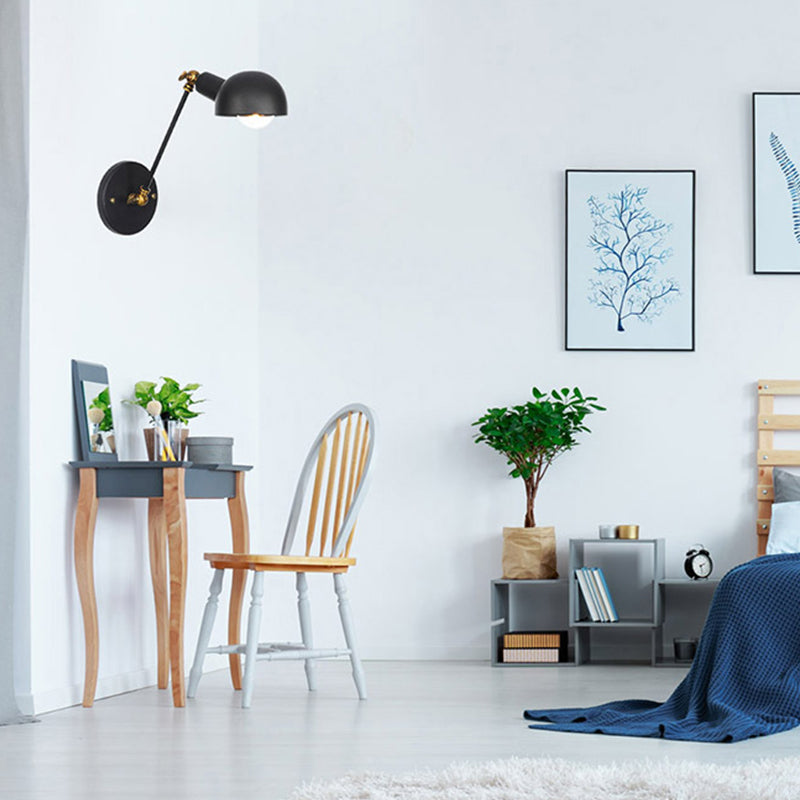 Adjustable Industrial Dome Wall Light Metal 1-Light Wall Lights