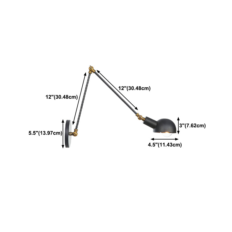 Adjustable Industrial Dome Wall Light Metal 1-Light Wall Lights