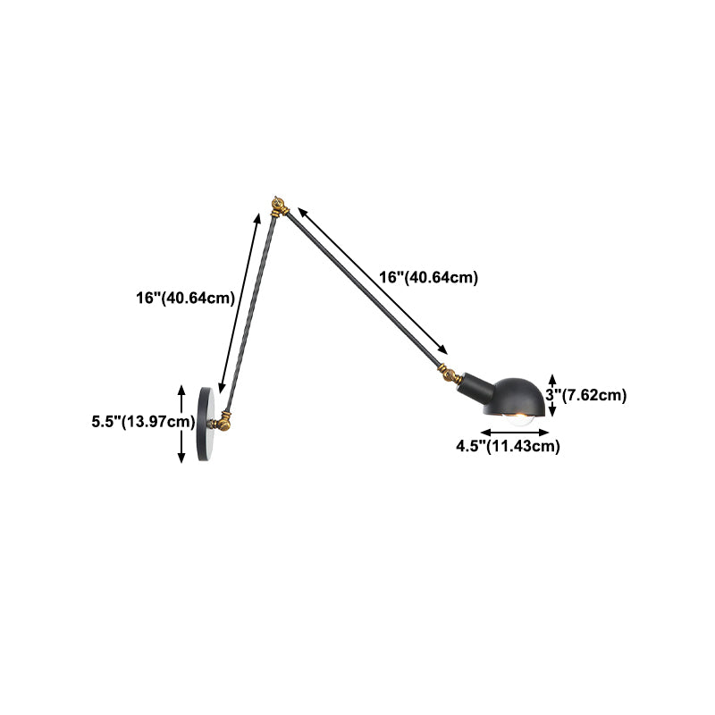 Adjustable Industrial Dome Wall Light Metal 1-Light Wall Lights