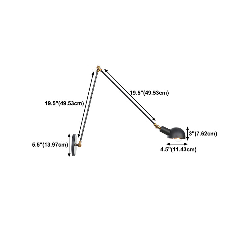 Adjustable Industrial Dome Wall Light Metal 1-Light Wall Lights