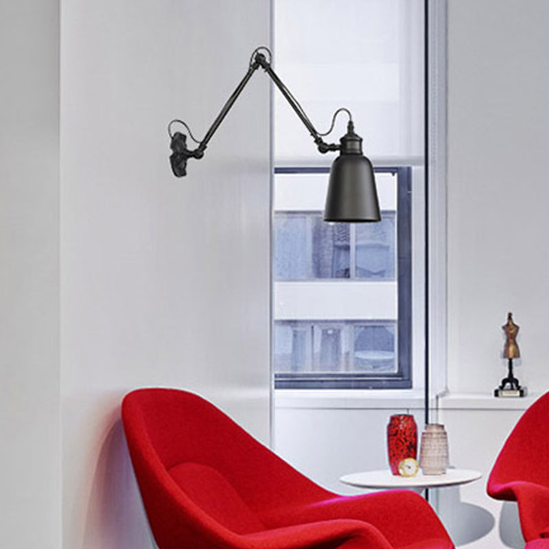 Adjustable Industrial Bell Wall Lights Metal 1-Light Wall Light Fixture