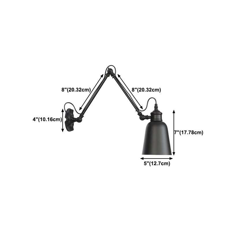 Adjustable Industrial Bell Wall Lights Metal 1-Light Wall Light Fixture