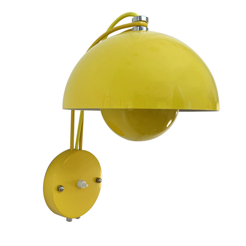 1-Light Wall Lamp Macaron Style Wall Mount Lamp with Metal Shade for Aisle