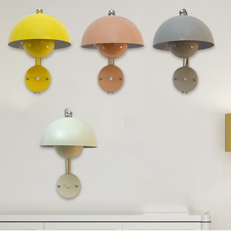 1-Light Wall Lamp Macaron Style Wall Mount Lamp with Metal Shade for Aisle