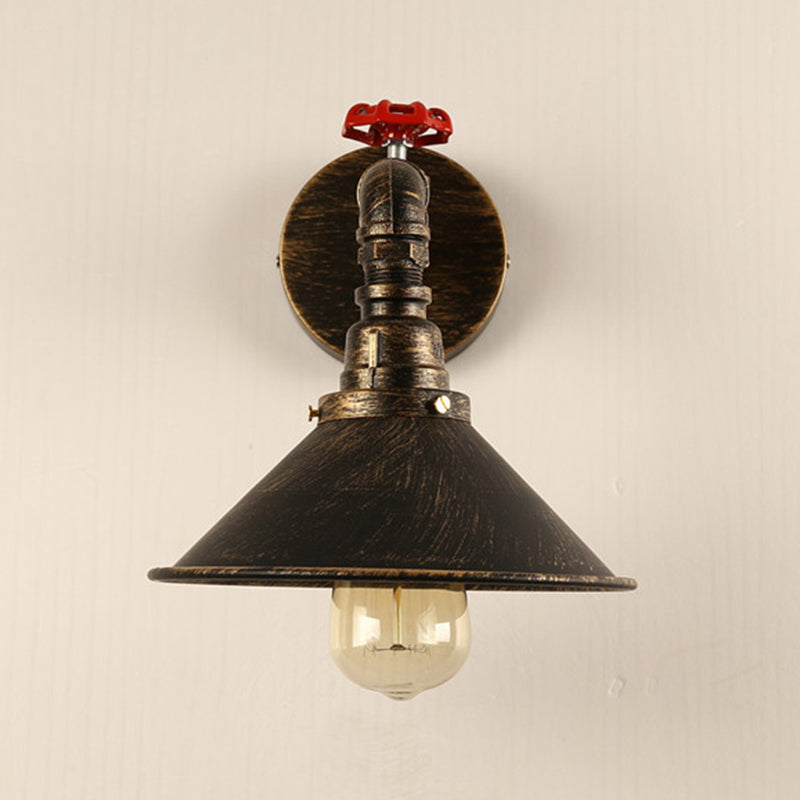 Industrial Style Cone Shape Wall Lamp Metal 1 Sconce Light in Bronze Wall Sconce