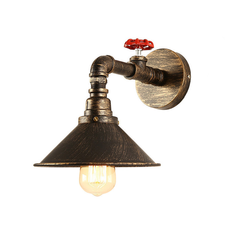 Industrial Style Cone Shape Wall Lamp Metal 1 Sconce Light in Bronze Wall Sconce