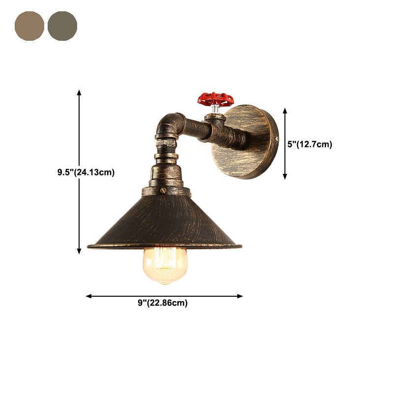 Industrial Style Cone Shape Wall Lamp Metal 1 Sconce Light in Bronze Wall Sconce