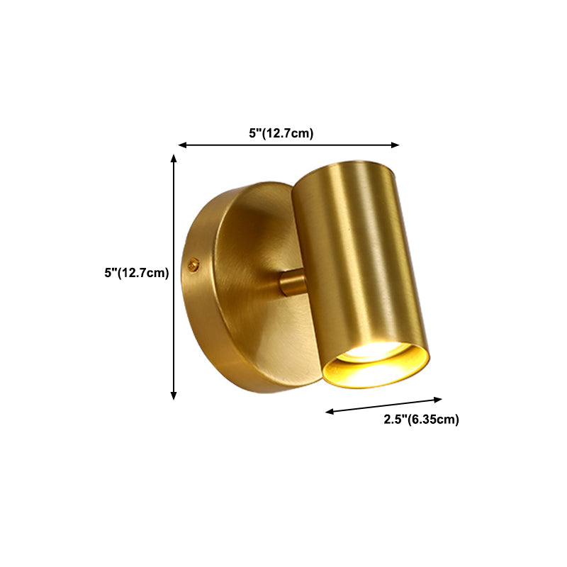 Modern Style Cylinder Shape Wall Sconce Metal 1 Sconce Light in Gold