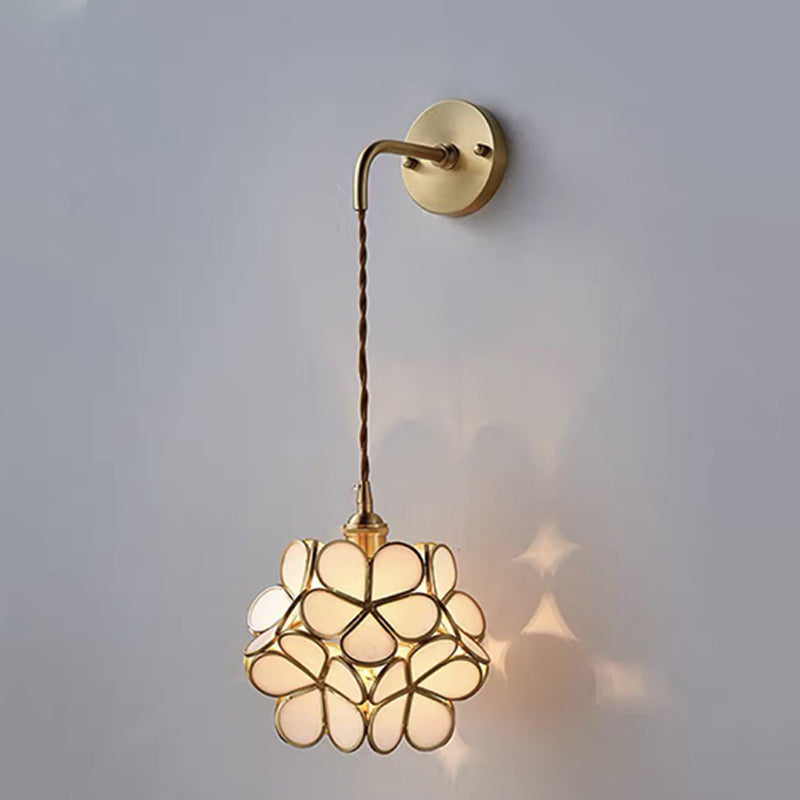 Modern Flower Sconce Glass 1-Light Sconce Light Fixture for Bedroom