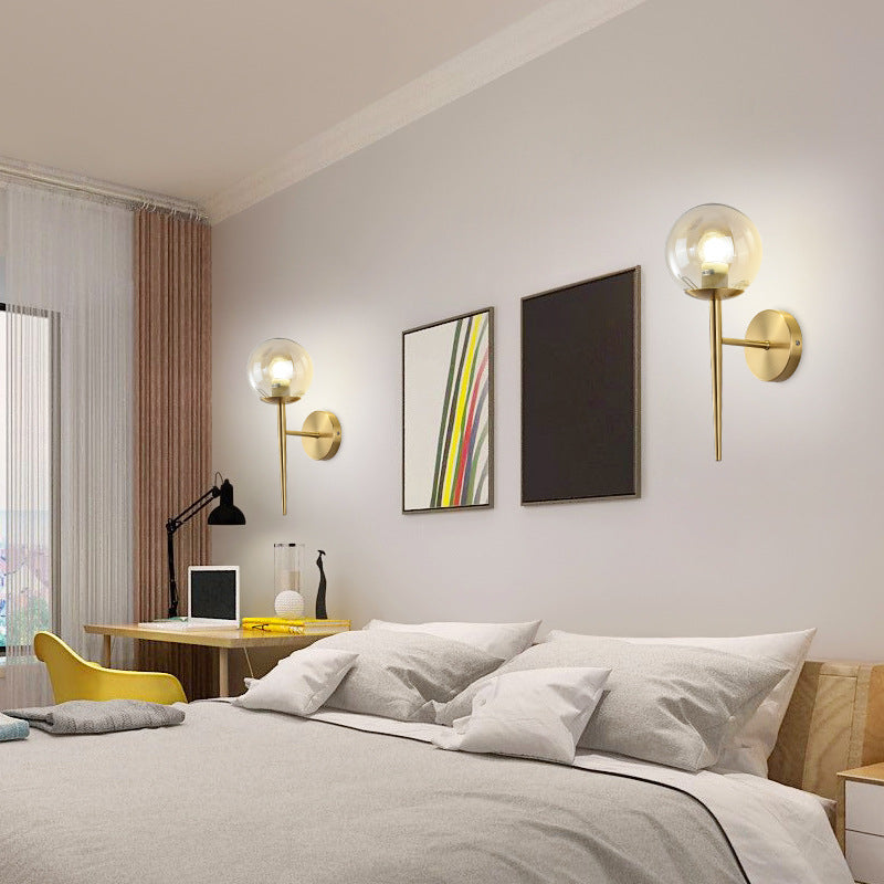 Modern Globe Sconce Light Fixture Glass 1-Light Wall Light for Living Room