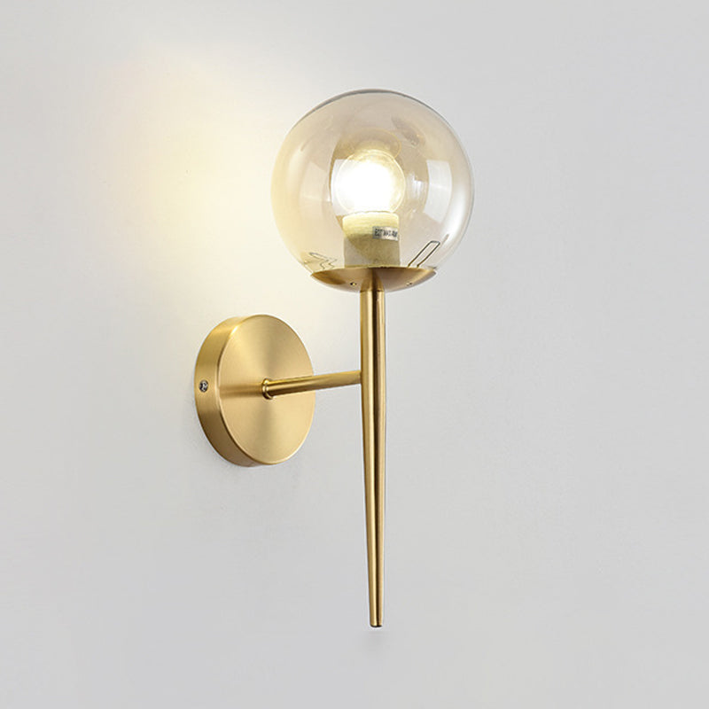 Modern Globe Sconce Light Fixture Glass 1-Light Wall Light for Living Room