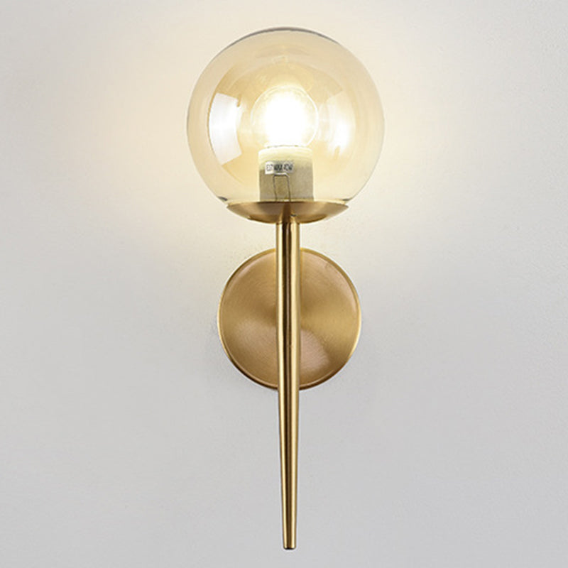 Modern Globe Sconce Light Fixture Glass 1-Light Wall Light for Living Room