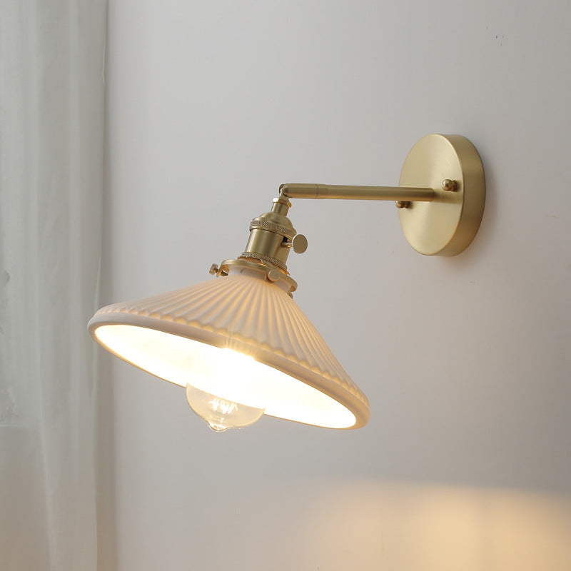 Industrial Style Tapered Shape Wall Sconce Ceramic 1 Sconce Light in White
