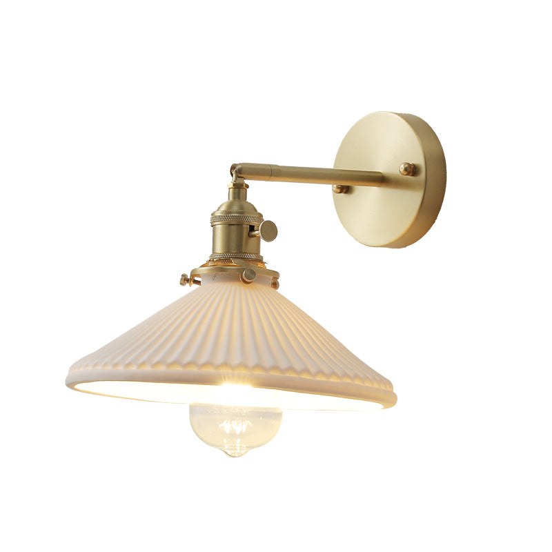 Industrial Style Tapered Shape Wall Sconce Ceramic 1 Sconce Light in White