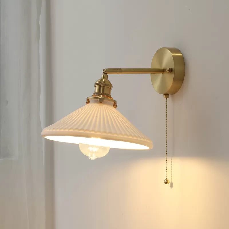Industrial Style Tapered Shape Wall Sconce Ceramic 1 Sconce Light in White