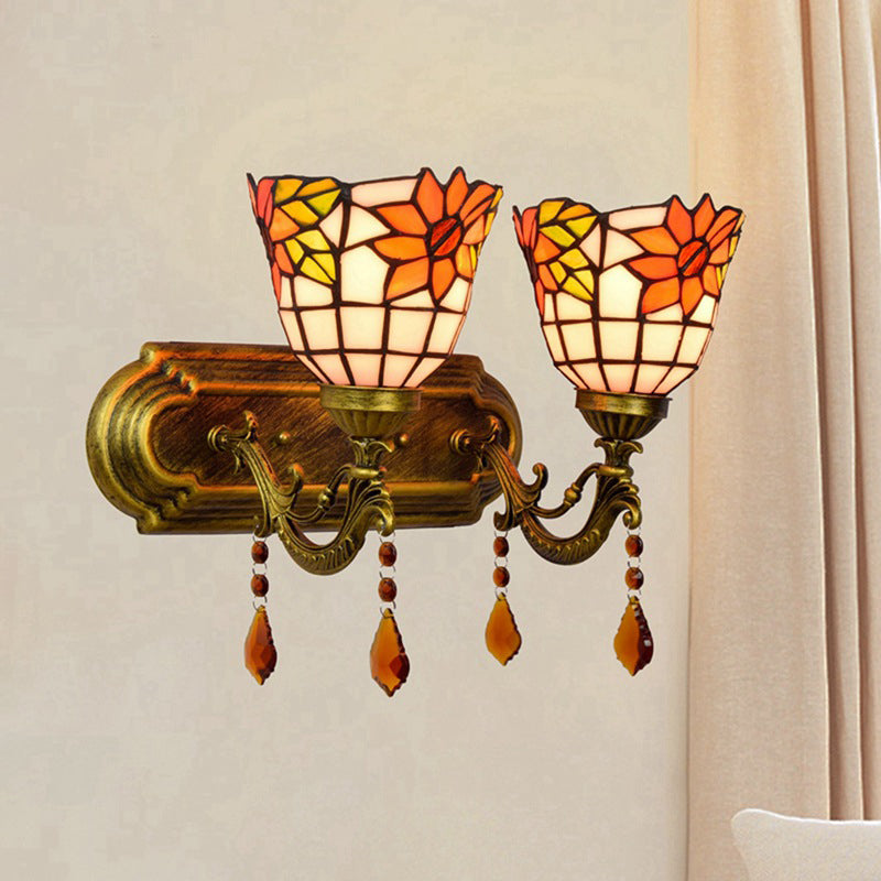 Tiffany Jar Vanity Lamp Glass 2-Light Vanity Wall Lights for Bathroom