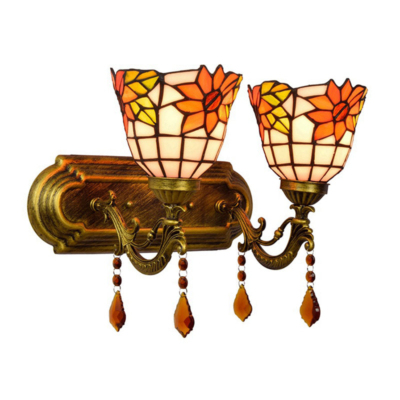 Tiffany Jar Vanity Lamp Glass 2-Light Vanity Wall Lights for Bathroom