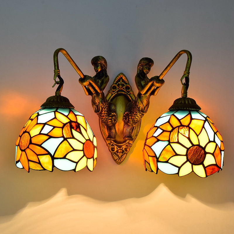 Tiffany Jar Vanity Light Fixtures Glass 2-Light Vanity Lighting